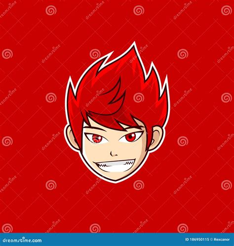Anime Style Boy Head Smile Logo Design Stock Vector Illustration Of