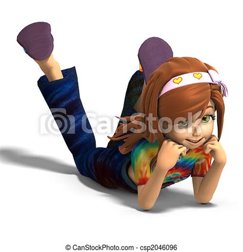 Stock Illustration Of Toon Girl Laying On The Floor