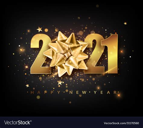 2021 Happy New Year Background With Golden Vector Image
