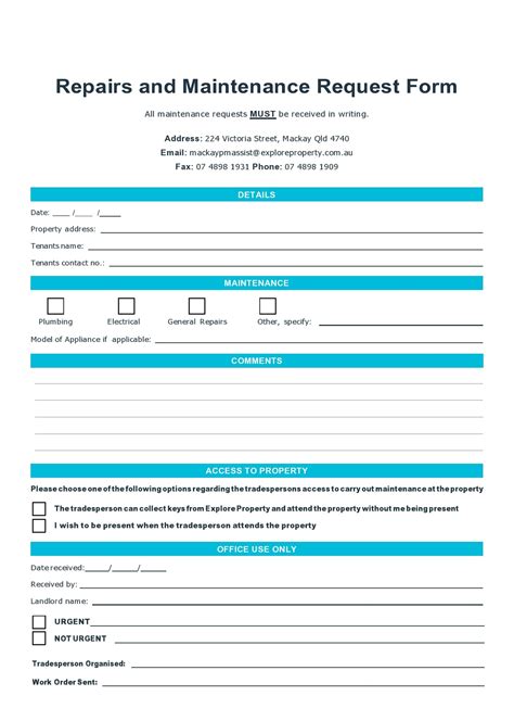 Free Printable Maintenance Request Form Template FREE PRINTABLE TEMPLATES