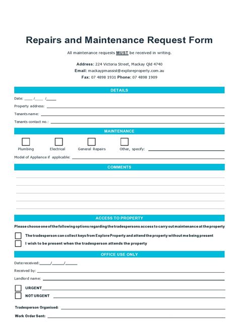 54 Maintenance Request Form Templates [Free] ᐅ TemplateLab