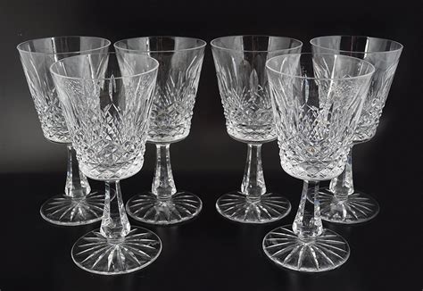 Set Of 6 Waterford Cut Glass Wine Glasses