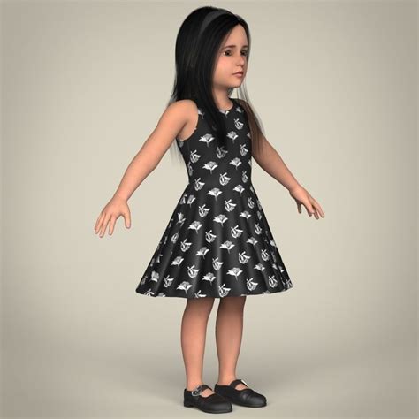 Realistic Little Girl 3d Model Max Obj 3ds Fbx C4d Lwo Lw Lws