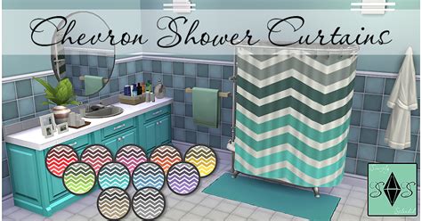 Sims 4 Ccs The Best Chevron Shower Curtains By Sim Ply