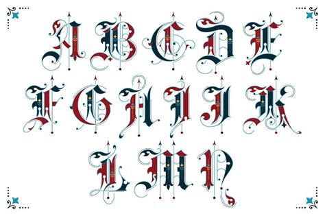 Gothic Ornamental Alphabet Lettering Alphabet Alphabet Lettering Fonts