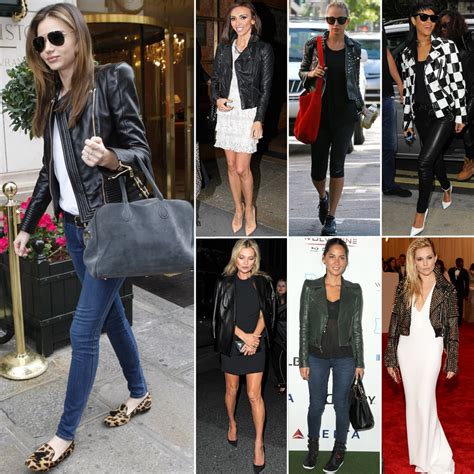 Celebrities Wearing Leather Jackets Popsugar Fashion
