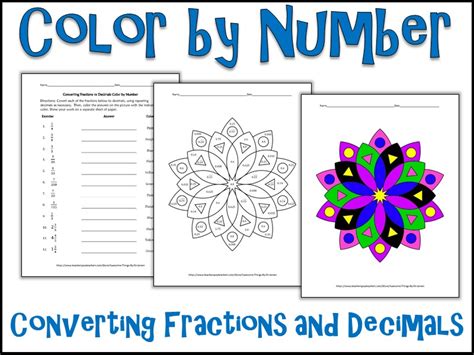 Converting Fractions And Decimals Color By Number Teaching Resources