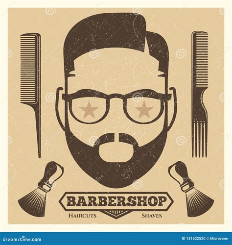 Vintage Barbershop Poster Template Fashion Hipster Print Stock Vector