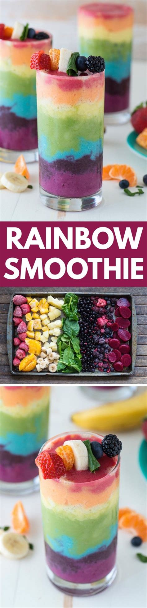 Beautiful 7 Layer Rainbow Smoothie Recipe Full Of Tons Of Fruit And