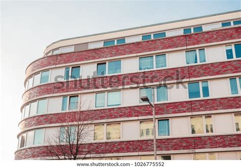 Curved Office Building Red Brick Facade Stock Photo 1026775552