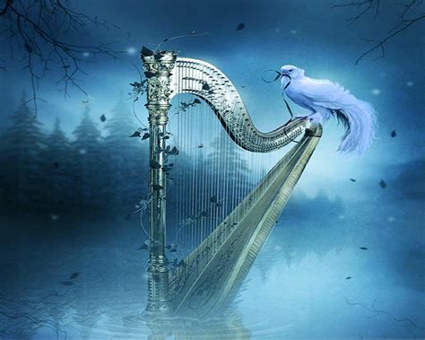 Free Download Musical Wallpaper With Music Notes And Classic Harp