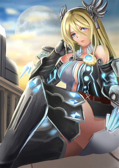 Wallpaper Illustration Blonde Long Hair Anime Girls Blue Eyes Cartoon Armor Screenshot