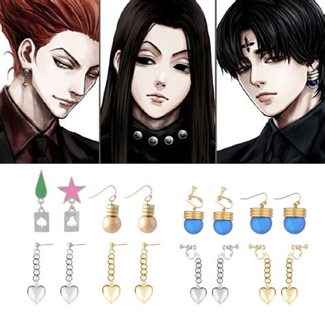 Anime Figure Hisoka Kulolo Kurapika Cosplay Earrings Ear Clip Hunter X