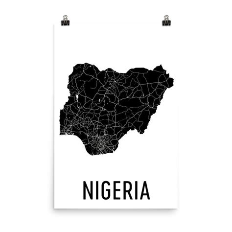 Nigeria Map Map Of Nigeria Nigeria Art Nigeria Decor Etsy