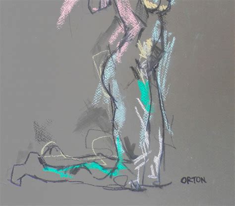 Nude Art Original Female Figure Study Abstract Nude Pastel Drawing