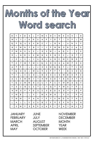 Months Of The Year Word Search Free Printables