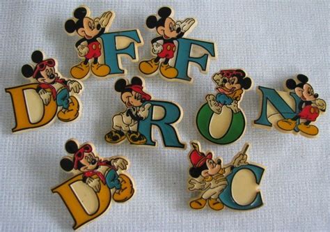8 Disney Alphabet Pins Vintage Mickey Mouse