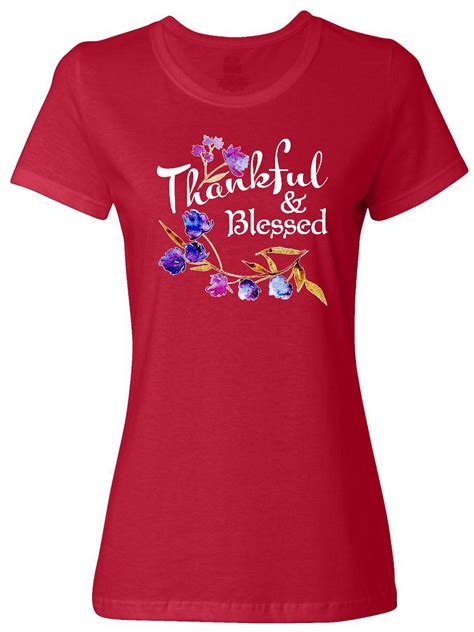 Inktastic Thankful And Blessed Inspirational Saying With Flowers Women