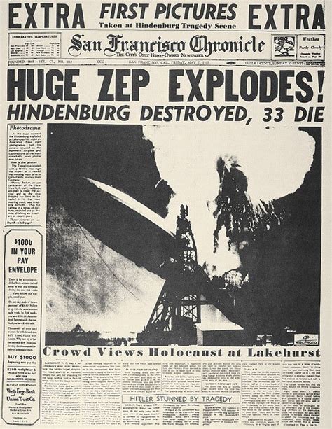 Lz129 Hindenburg Disaster Newspaper Front Pages Historical Newspaper