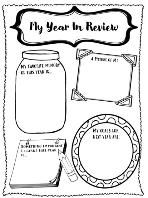End Of Year Self Reflection Worksheet Bandw Reflection Activities