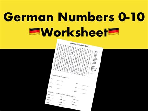 German Numbers 0 10 Worksheet Teaching Resources