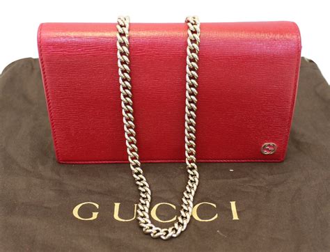 Gucci Chain Redfuchsia Crossbody Clutch Bag