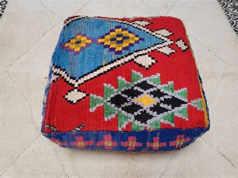 Moroccan Floor Cushion Vintage 60x60cm Berber Kilim Pouf Etsy