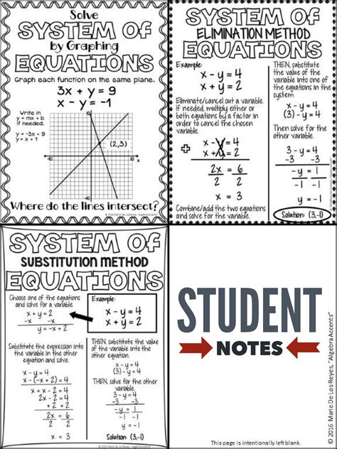 Gina wilson all things algebra graphing vs substitution. Systems of Equations Student Notes and Practice | Systems ...