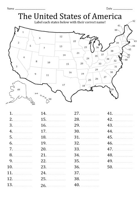 Quiz Worksheet About States The U S States Printables Map Quiz Sexiz Pix