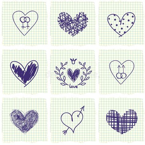 Hand Drawn Hearts Stock Vector Illustration Of Repeat 42180895