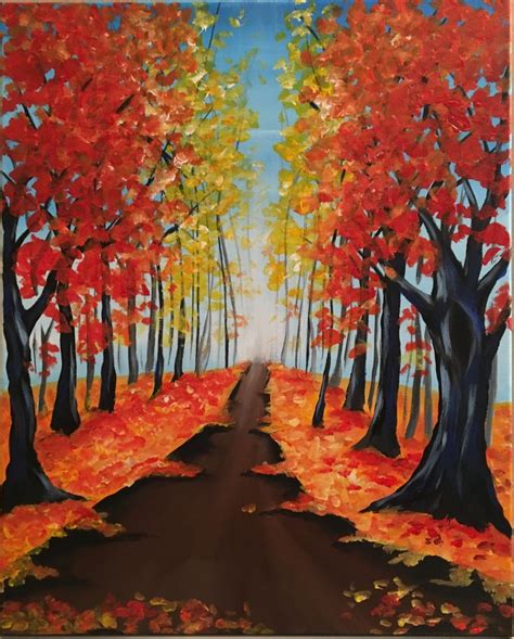 Autumn Path Acrylic Painting By Jonna Wormald For Cork Canvas