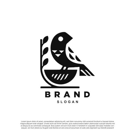 Pájaro De Silueta Geométrica En Nido De Pájaro O Diseño De Logotipo De