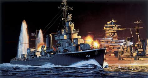 Uss Laffey Attacks The Japanese Battleship Hiei During The Naval Battle