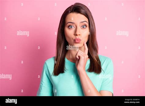 Photo Portrait Of Cute Girl Sending Air Kiss With Pouted Lips Isolated