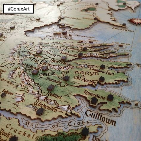 Coraxart — Wood Metal Table Game Of Thrones Westeros 3d Map