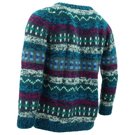 WOOL KNIT HIPPIE JUMPER ABSTRACT CHUNKY WARM SWEATER FESTIVAL XMAS ...