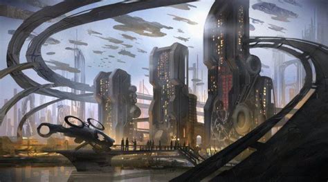 Futuristic Scifi Alien City Fantasy City Sci Fi Concept Art