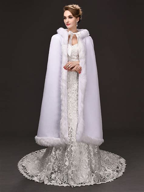 Folobe New Arrival White Faux Fur Poncho Shawls Warm Winter Wedding