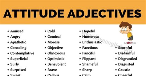 Adjectives Of Attitude A Huge List Of 135 Attitude Adjectives In