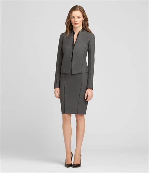 Grey Melange Skirt Suit Skirt Suit Work Wear Fashion