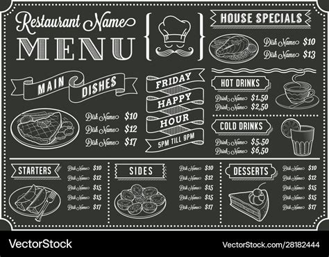 Chalkboard Restaurant Menu Template Royalty Free Vector