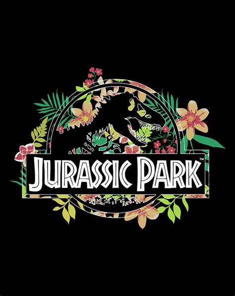 Jurassic Park Floral Tropical Fossil Logo Long Sleeve Drawing By Lucy Wilk
