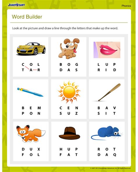Balloon phonics is a game which focuses on three letter words (cvc). Word Builder - Free, Fun PhonicsWorksheet for Beginners ...