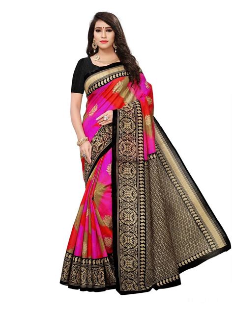 Multicolor Printed Bhagalpuri Silk Saree With Blouse Saree Designs Saree Silk Sarees Online
