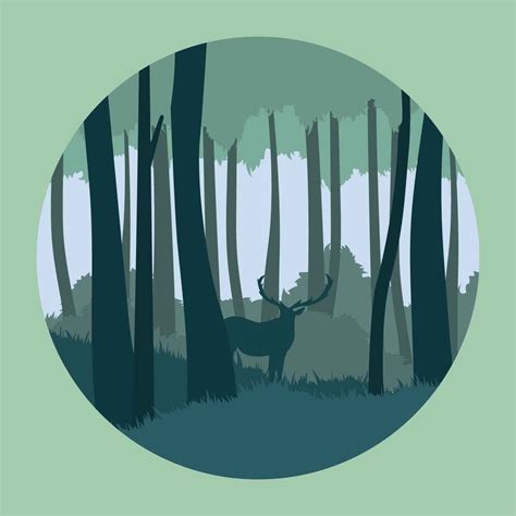Abstract Forest With Deer Illustration 181701 Vector Art At Vecteezy