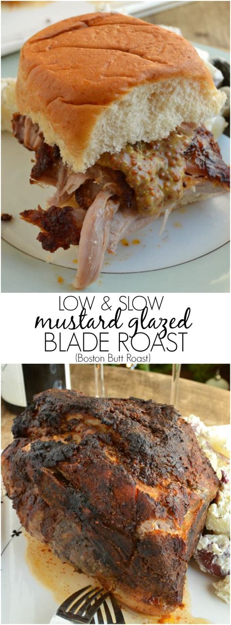 Try slow cooking pork shoulder with a dry rub on low until the internal temperature reaches 190°f, about 8 hours for a large shoulder. Mustard Glazed Blade Pork Roast | Recipe | Pork roast recipes, Pork blade roast recipe, Blade roast