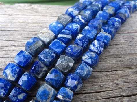 Lapis Lazuli Faceted Cube Beads 3 12 Inches 7mm Semiprecious