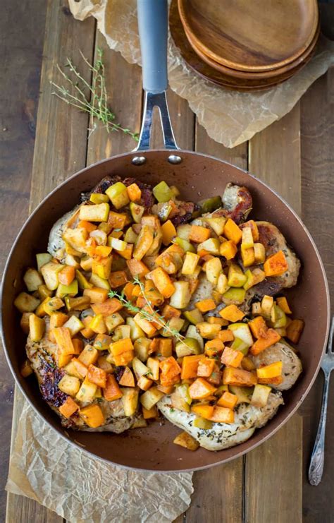 Try these healthy pork chop recipes instead (but you can always swap in a chicken breast for the pork if you're really missing your old standby). Pork Chops with Cinnamon Apples and Butternut Squash | Recipe | Pork recipes, Pork chops, Easy ...