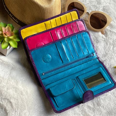 Handmade Leather Bicolor Woman Wallets Leather Wallets Womens