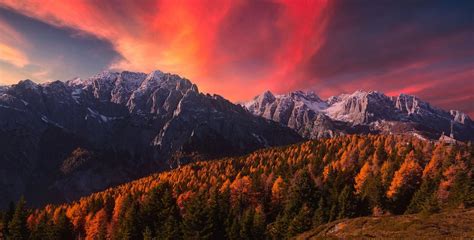 Nature Landscape Alps Mountains Snowy Peak Sunset